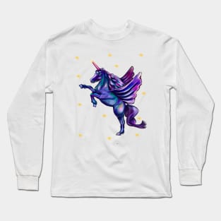 Unicorn  with stars - sparkly, glittery, magical, winged unicorn Long Sleeve T-Shirt